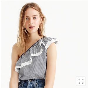 J crew/ One shoulder ruffle top